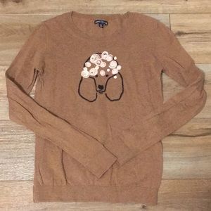 J. Crew Mercantile Brown EmbroideredPoodle Sweater